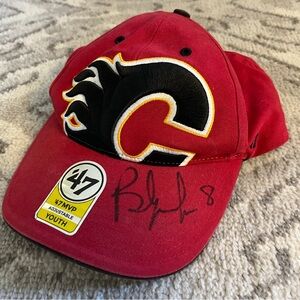 Signed Brendan Morrison Calgary Flames Hat Red Youth Cap#8
